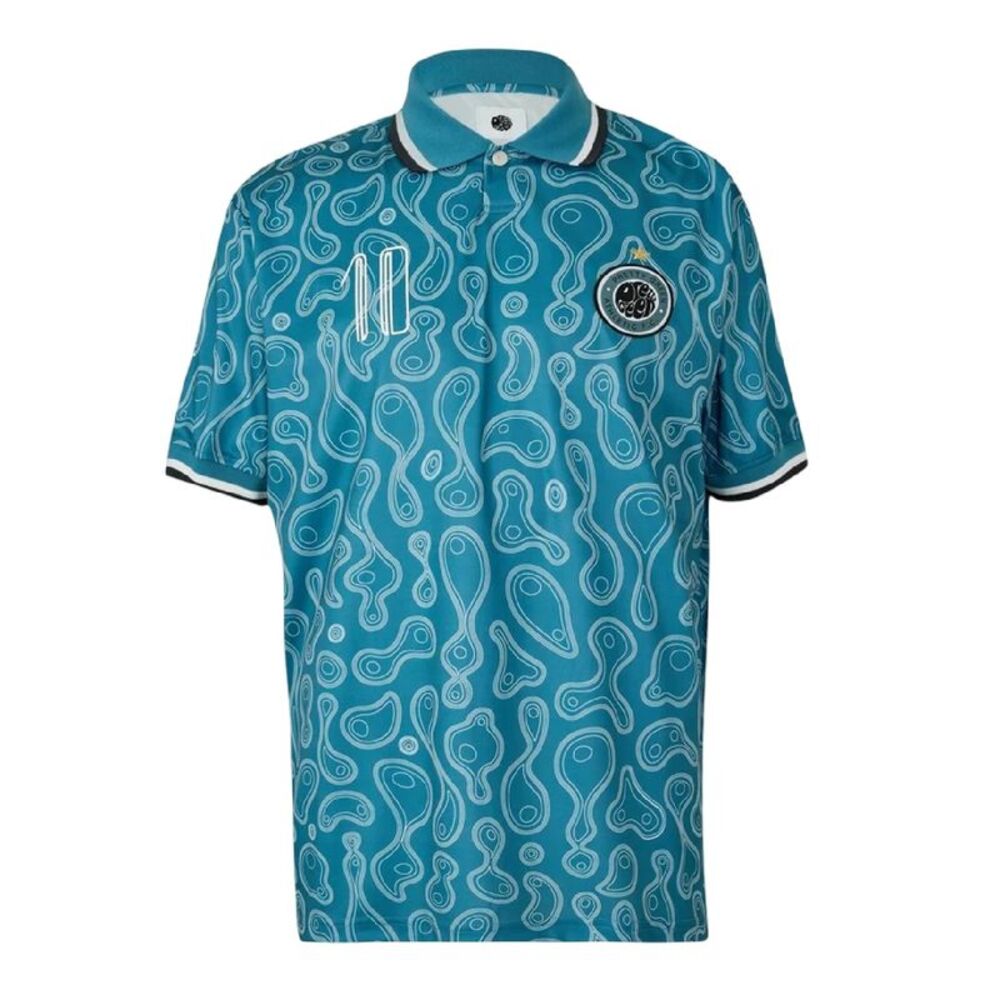Pretty Green Mens Patterned Regular Football Polo Shirt / Blue